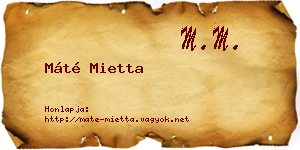 Máté Mietta névjegykártya
